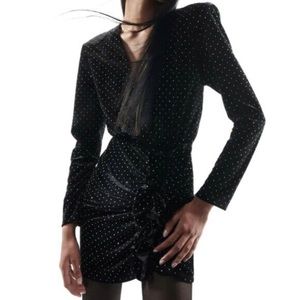 Zara black velvet beaded mini dress